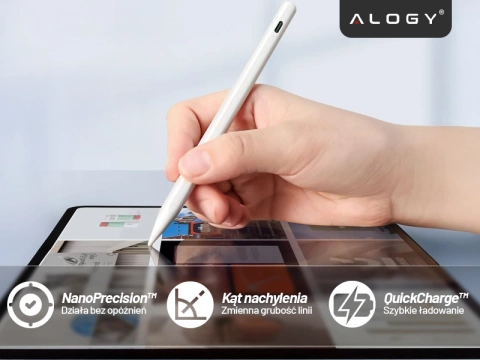 Alogy Magnetischer Stylus-Stift, Notiz- und Skizzenstift für Apple iPad Pro/Air/Mini, Weiß