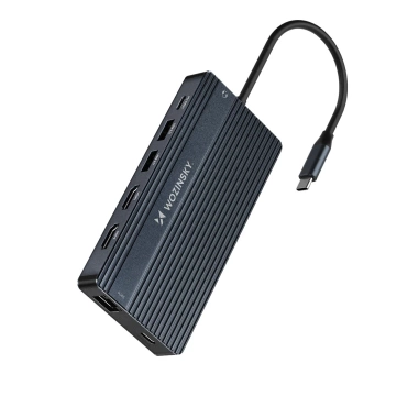 Hub USB-C 14w1 Wozinsky WDS03Y5S 3x 4K HDMI/DP 100W PD Szary