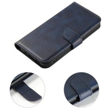 Etui na telefon Magnet Case do iPhone 14 Plus elegancki futerał etui pokrowiec z klapką i funkcją podstawki niebieski