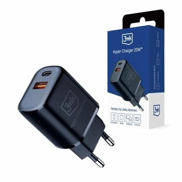 Ładowarka sieciowa 3mk HyperCharger 20W 1xUSB-C + 1xUSB-A  PD/QC Czarny