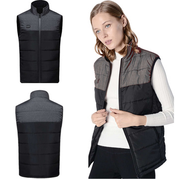Beheizte Weste, beheizbar, für Damen und Herren, gesteppt, ärmellos, elektrische Jacke, Unisex, Größe M, Winter, warm, Schwarz, Grau