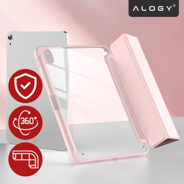 Etui Ochronne do Apple iPad 10.9" 10 Gen 2022 / iPad 11" A16 11 Gen 2025 Hybrydowe z Miejscem na Rysik, Składana Okładka z Funkcją Podstawki 2w1, Alogy HybridBook™ Case – Różowe
