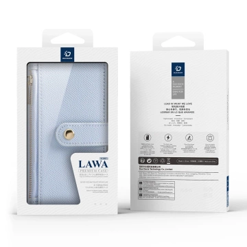 Etui skórzane do iPhone 16 Dux Ducis Lawa z portfelem MagSafe błękitne
