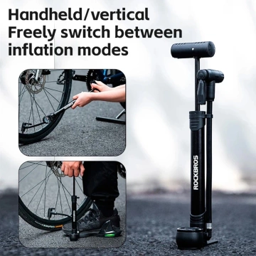 Rockbros 42310006001 Fahrradpumpe mit Manometer – Schwarz