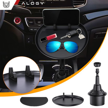 Stolik samochodowy podróżny taca tacka uchwyt na telefon jedzenie do auta Alogy Cup Holder Czarny