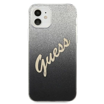 Guess GUHCP12SPCUGLSBK iPhone 12 mini 5,4" czarny/schwarzes Hardcase Glitter Gradient Script