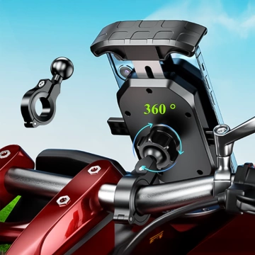 Uchwyt Motocyklowy na kierownicę KEWIG M14-A1 na telefon z ładowarką Qi + PD USB-C na motor quada skuter Czarny