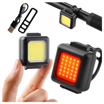 Lampka rowerowa na rower przednia tylna zestaw 2 lampek przód + tył COB USB Alogy Bike Light