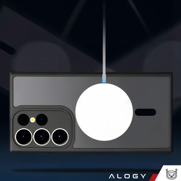 Etui do Samsung Galaxy S23 Ultra obudowa do MagSafe Case matowe Alogy Ring Mag Clear do ładowarek Qi Czarne
