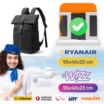 Bange wasserdichter Rucksack für 15,6-Zoll-Laptop, Stadtreisender, 45 x 30 x 16 cm, für Arbeit, Flugzeug, Herren, Damen, mit USB-Anschluss Schwarz