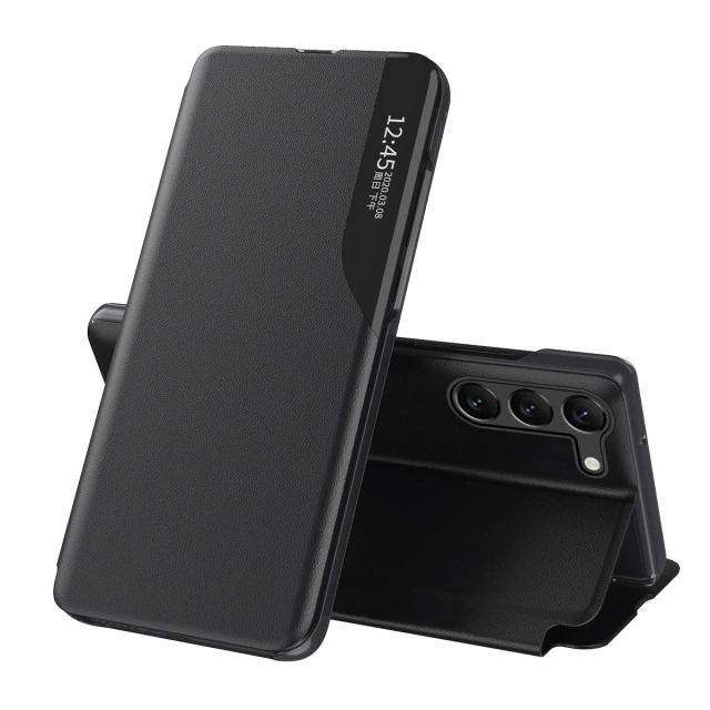 Eco Leather View Case für Samsung Galaxy S23 mit Klappständer schwarz