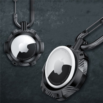TpuCarbon Hülle ein Schlüsselanhänger mit Karabiner für Apple AirTag Black