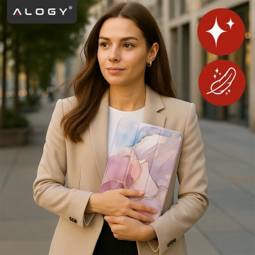 Etui Ochronne do Apple iPad 10.9" 10 Gen 2022 / iPad 11" A16 11 Gen 2025 Hybrydowe z Miejscem na Rysik, Składana Okładka z Funkcją Podstawki 2w1, Alogy HybridBook™ Case – Marble Pink