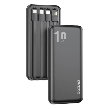 Dudao K6Pro Universal 10000mAh Powerbank mit USB-Kabel, USB Typ C, Lightning Black (K6Pro-black)