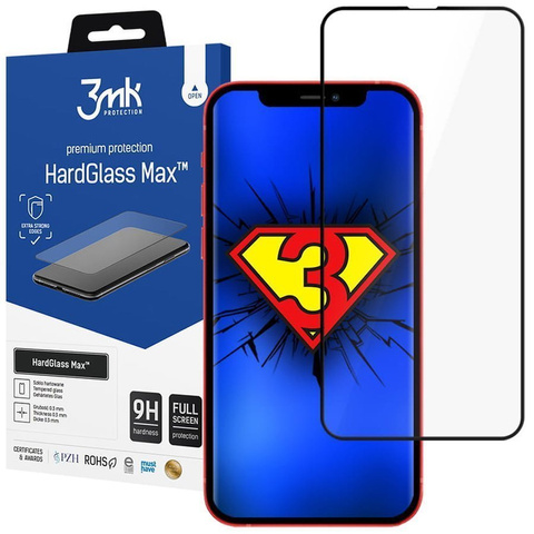 Szkło hartowane na ekran 3mk HardGlass Max do Apple iPhone 13 / 16e Black