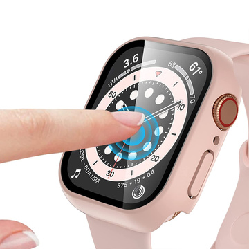 Obudowa Alogy 2w1 nakładka + szkło do Apple Watch 7 45mm Różowa