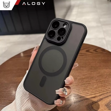 Etui do Apple iPhone 16 Pro Max obudowa Alogy MagSafe Hybrid Matte Case pokrowiec matowy z ochroną obiektywu czarny + szkło hartowane