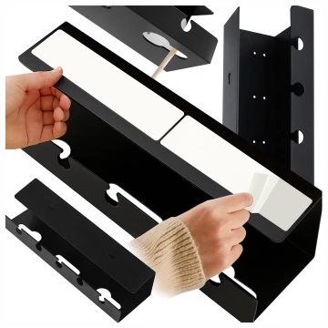 Organizer na Kable 2w1 Pod Biurko i na Ścianę, 40 cm, z Paskiem Klejącym utrzymanie porządku na biurku, Alogy CableHold™ – Czarny