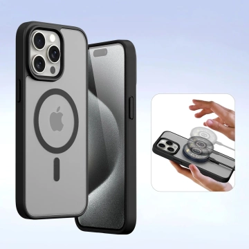 iPhone 15 Pro Max Dux Ducis Lawa Wallet Mag Lederhülle Schwarz