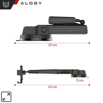 7,2-Zoll-Autotelefonhalter für LKW, Bus, LKW, Bagger, Auto, 43 cm lang, für das Cockpitfenster, Alogy, Schwarz
