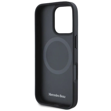 Mercedes-Hülle für iPhone 16 Pro Max 6,9 Zoll, graues Hardcase aus strukturiertem und schlichtem Leder, MagSafe