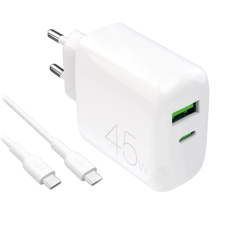 Ładowarka Puro Daily Prolite 45W PD USB-C/USB-A + kabel USB-C – biała