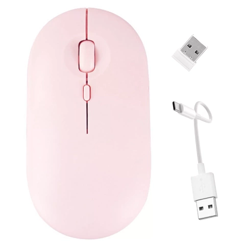 Alogy kabellose Maus, kleine ergonomische Maus für Laptop, PC, Bluetooth, 2,4 GHz, leises Rosa