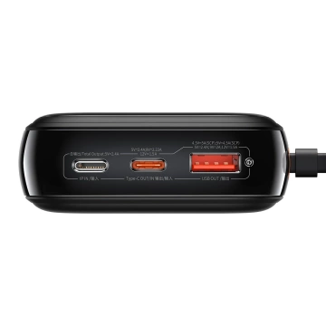 Powerbank mit Schnellladefunktion Baseus Qpow Digital Display 20000mAh 20W QC/PD/SCP/FCP mit integriertem Lightning-Kabel schwarz