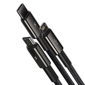 Baseus Tungsten 3in1 Kabel USB - USB Type C / Lightning / Micro USB 3,5 A 1,5 m schwarz (CAMLTWJ-01)