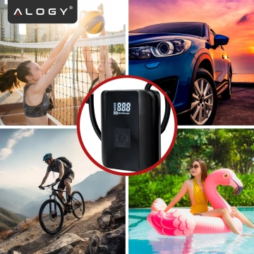 Elektrische Fahrradpumpe für Fahrräder, kabelloser Auto-Luftkompressor, tragbar mit Taschenlampe, 150 PSI Alogy Schwarz