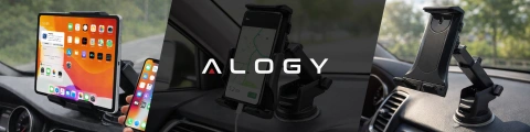 Uchwyt samochodowy na telefon i tablet – 2w1, mocny i stabilny, regulowany 4.7–11”, montaż na szybę i kokpit, pełna regulacja – Alogy DriveMount™ Premium Czarny