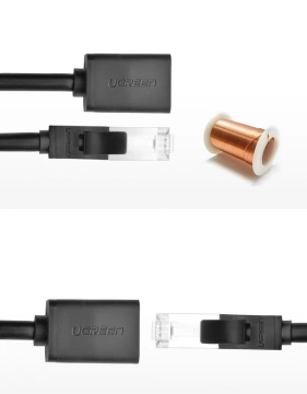 Przedłużacz UGREEN kabel internetowy Ethernet RJ45 Cat 6 FTP 1000 Mbps 2 m czarny (NW112 11281)