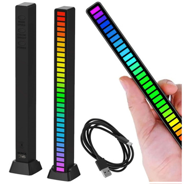 Lampa LED RGB Lampka USB migająca w rytm muzyki Listwa Smart Bar 18cm kolorowa 32bit Gaming Alogy Czarny