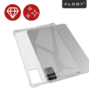 Etui Ochronne do Redmi Pad SE 11" 2023, Wzmocnione Narożniki, Smukłe i Lekkie, Antywstrząsowe ShockProof, Alogy FlexiShield™ – Przezroczyste + SZKŁO HARTOWANE