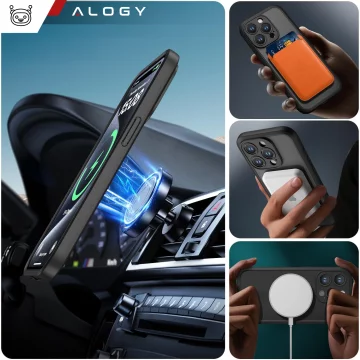 Hülle für Apple iPhone 14 Pro Max Alogy MagSafe Hybrid Matte Case Matte Cover mit Linsenschutz Schwarz
