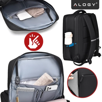 Alogy UrbanPack Pro™ Business-Rucksack für 15-16"-Laptops – Wasserdicht, stoßfest, mit Flaschenfach und Gepäckgurt – Schwarz