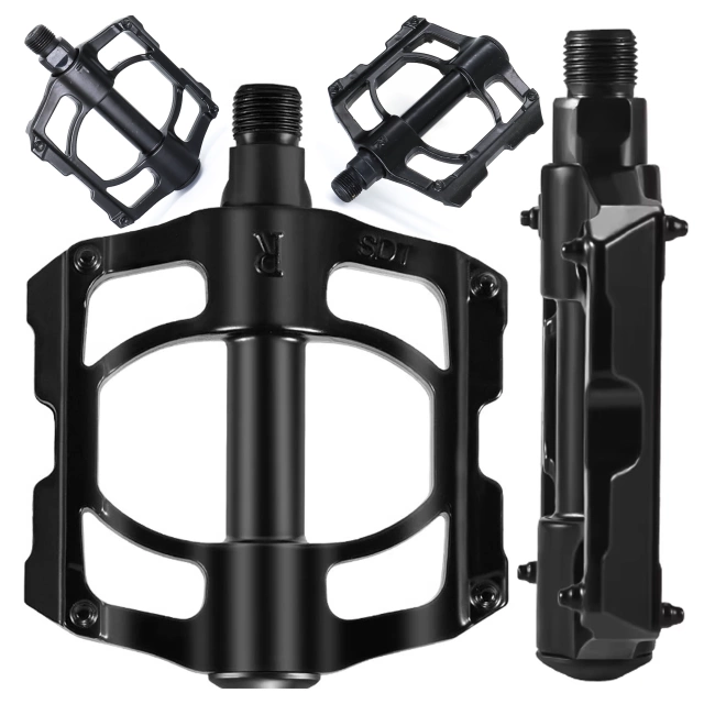 Alogy Fahrradpedale für Rennräder und Mountainbikes, MTB-Plattformpedale aus Aluminium, 2er-Set, Aluminium mit Dreifachlager, schwarz