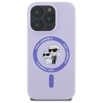 Etui Karl Lagerfeld do iPhone 16 Pro 6.3" Fioletowy MagSafe Hardcase Silicone Karl&Choupette Ring 