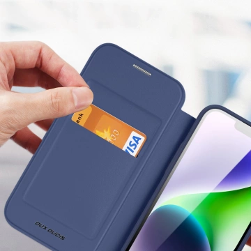 Dux Ducis Skin X Pro Hülle für Apple iPhone 15 Plus Magnetische MagSafe Flip Cover – Blau