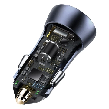 Ładowarka samochodowa Baseus Golden Contactor Pro, 2x USB, 40W (szara)