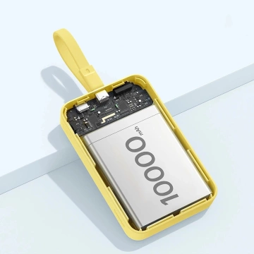 Powerbank Baseus Magnetic Mini MagSafe 10000mAh 30W z wbudowanym kablem USB-C - żółty + kabel Baseus Simple Series USB-C - USB-C 60W 0.3m
