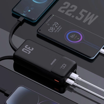 Powerbank Dudao K15MAX 30000mAh PD 22.5W z kablami Czarny