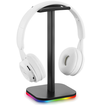 Stojak na słuchawki nauszne gamingowe podstawka uchwyt z podświetleniem RGB LED Czarny