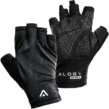 Fahrradhandschuhe M kurz fingerlos Herren Damen Unisex Sport Fahrradhandschuhe für MTB Gravel Kross Alogy Black