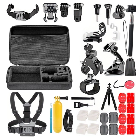 Zestaw Akcesoriów do GoPro Hero 13 12 11 10 9 8 7 6 kamerki sportowej zestaw mocowań Alogy ActionKit™ XXL 58w1 z Etui pokrowcem Walizką