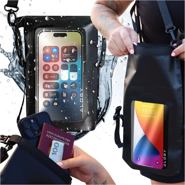 Beutel Wasserdichte Handyhülle Große Tasche Hülle Wasserdicht Alogy Wasserdicht Schwarz