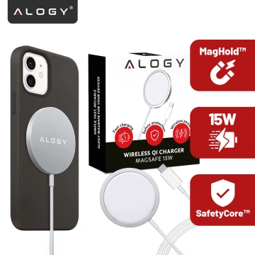 Ładowarka indukcyjna do iPhone do MagSafe – bezprzewodowa 20W, szybkie i stabilne ładowanie dla iPhone 12/13/14/15/16/17/ Pro / Max / Mini / Air – Alogy MagCharge™ Biała