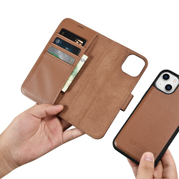 iCarer Wallet Case 2in1 Cover iPhone 14 Plus Anti-RFID Leder Flip Case Braun (WMI14220727-BN)