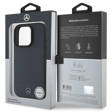 Mercedes-Hülle für iPhone 16 Pro Max 6,9 Zoll, graues Hardcase aus strukturiertem und schlichtem Leder, MagSafe