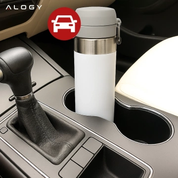Kubek termiczny Termos Alogy ThermoGo™ 800ml Stalowy Szczelny Pakowny Podróżny do Kawy i Herbaty Sportowy Długo Trzymający Ciepło do Auta i Plecaka Biały